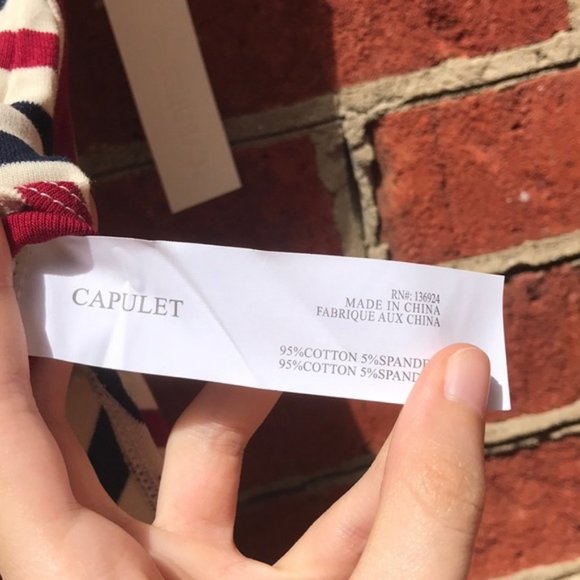 Cream, Red, and Blue Stripe Revolve Capulet Scoop Back Sleeveless Bodysuit - Picture 11 of 15